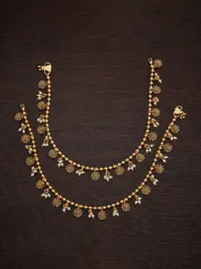 Kushal's Fashion Jewellery Set of 2 Gold Plated Anklet