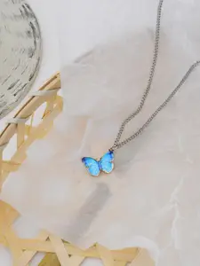 FIMBUL Silver-Plated Gradient Butterfly Necklace