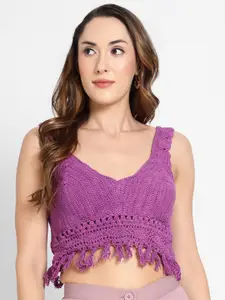 KAPASRITI Cotton Crochet Bralette Crop Top