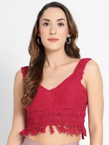 KAPASRITI Cotton Crochet Bralette Crop Top