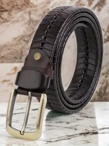The Roadster Lifestyle Co. Men Brown Textured Leather Casual Belt