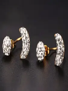 UNIVERSITY TRENDZ Gold-Plated Crystal-Studded Contemporary Studs Earrings