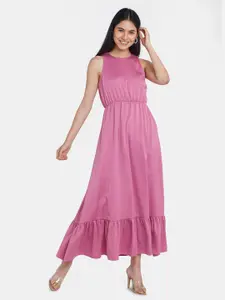 Zink London Round Neck Fit and Flare Maxi Dress