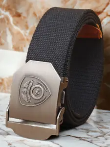 The Roadster Lifestyle Co. Men Black Woven Design Canvas Belt