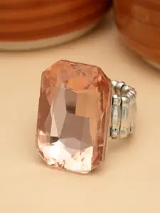 PANASH Silver-Plated Stone-Studded Finger Ring