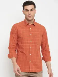 Cantabil Comfort Windowpane Checks Spread Colla Cotton Casual Shirt