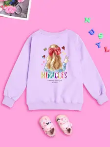 NUSYL Girls Miracles Printed Oversized Fleece Pullover