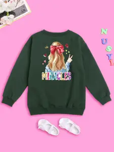 NUSYL Girls Miracles Printed Oversized Fleece Pullover