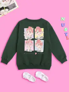 NUSYL Girls Graphic Printed Fleece Sweatshirt