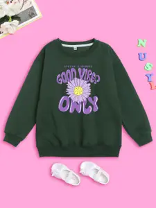 NUSYL Girls Printed Oversized Sweatshirt