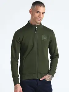 Flying Machine Mock Collar Front Open Sweatshirt