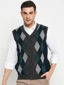 Cantabil Checked V-Neck Acrylic Sweater Vest
