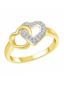 Vighnaharta Gold-Plated CZ Studded Adjustable Finger Ring