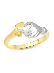 Vighnaharta Gold & Rhodium-Plated CZ Studded Adjustable Finger Ring