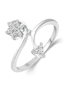 Vighnaharta Rhodium-Plated CZ Studded Finger Ring