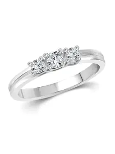 Vighnaharta Silver & Rhodium-Plated CZ Studded Finger Ring