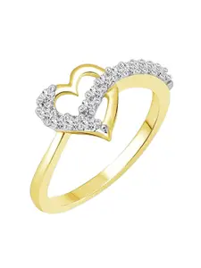 Vighnaharta Gold-Plated CZ & AD Studded Adjustable Finger Ring