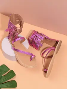 Tao Paris IVY Mid Top Leather Gladiators With Tassels