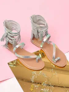 Tao Paris IVY Mid Top Leather Gladiators With Tassels