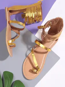 Tao Paris IVY Mid Top Leather Gladiators With Tassels