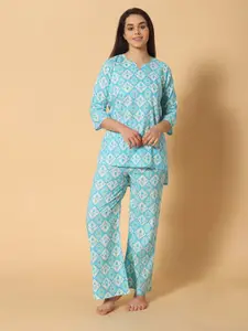 LacyLook Ethnic Motifs Printed Pure Cotton Night suits