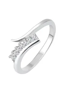 Vighnaharta Rhodium-Plated CZ Studded Adjustable Finger Ring