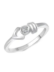 Vighnaharta Rhodium Plated Cubic Zirconia Studded Adjustable Finger Ring