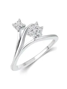 Vighnaharta Rhodium-Plated CZ Studded Adjustable Finger Ring