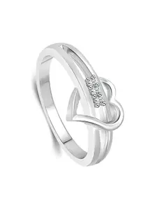 Vighnaharta Rhodium Plated Cubic Zirconia Studded Adjustable Finger Ring