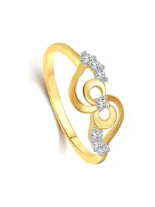 Vighnaharta Gold-Plated CZ Studded Adjustable Finger Ring