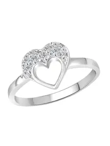 Vighnaharta Rhodium-Plated CZ Studded Adjustable Finger Ring