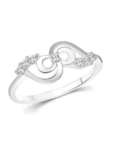 Vighnaharta Rhodium Plated Cubic Zirconia Studded Adjustable Finger Ring