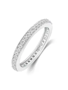 Vighnaharta Rhodium-Plated CZ Studded Finger Ring