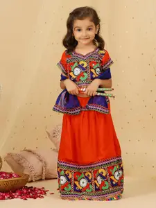 KID1 Girls Embroidered Thread Work Ready to Wear Lehenga & Blouse With Dupatta