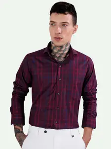 FRENCH CROWN Standard Tartan Opaque Checked Cotton Formal Shirt