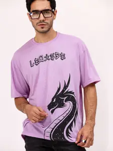 Leotude Purple Graphic Printed Cotton Casual T-shirt
