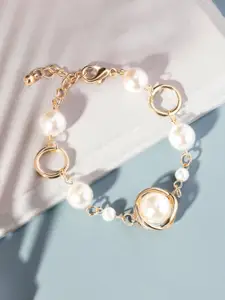 Rubans Gold-Plated Pearls Charm Bracelet