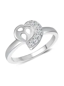 Vighnaharta Rhodium-Plated CZ Studded Adjustable Finger Ring