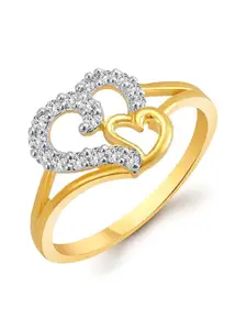 Vighnaharta Gold & Rhodium-Plated CZ Studded Adjustable Finger Ring