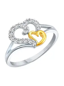 Vighnaharta Gold & Rhodium Plated Cubic Zirconia Studded Adjustable Finger Ring