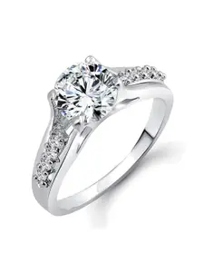 Vighnaharta Silver Plated Cubic Zirconia Stone Studded Ring