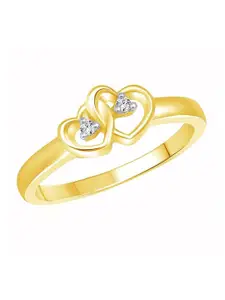 Vighnaharta Gold Plated Cubic Zirconia Studded Dual Heart Ring