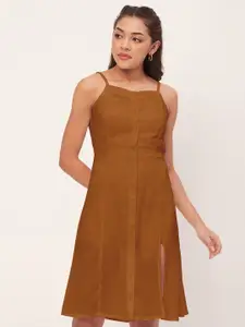 Moomaya Side Slit Sleeveless A-Line Dress