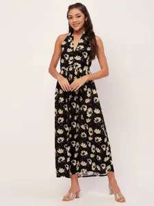 Moomaya Floral Print Fit & Flare Midi Dress