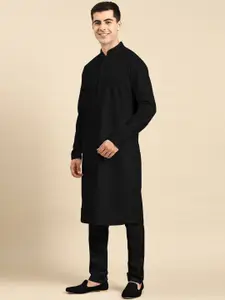 TheEthnic.Co Mandarin Collar Pure Cotton Straight Kurta with Pyjamas
