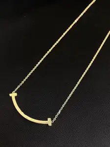 MYKI Gold-Plated Stainless Steel Sweet Smile Pendant Necklace