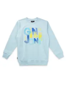 Gini and Jony Boys Typography Printed Fleece Sweatshirt