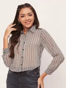 Moomaya Vertical Striped Sheer Casual Shirt