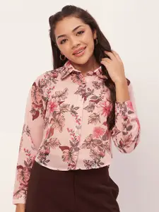 Moomaya Floral Printed Sheer Casual Shirt