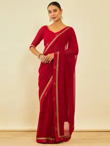 Soch Checked Beads and Stones Saree